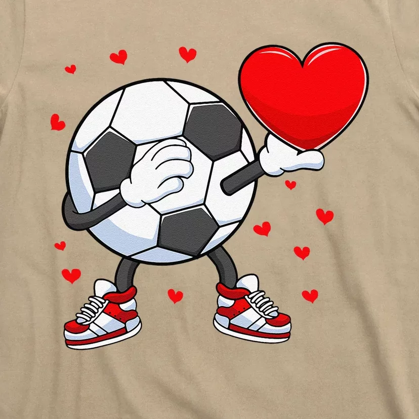 Dabbing Soccer Heart Valentine's Day Football Player Gift T-Shirt