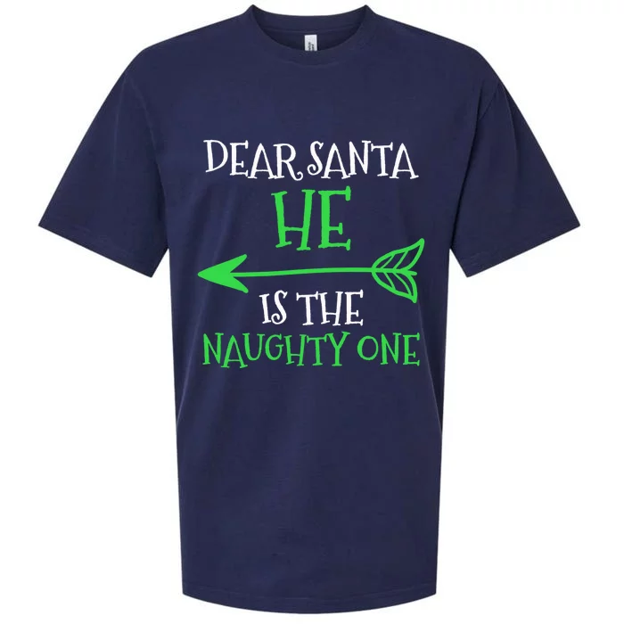 Dear Santa He Is The Naughty One Great Gift Sueded Cloud Jersey T-Shirt