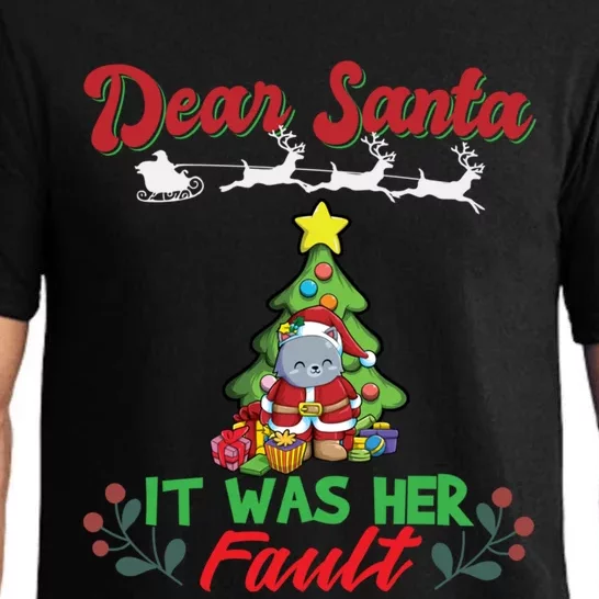 Dear Santa It Was Her Fault Siblings Matching Xmas Funny Gift Pajama Set