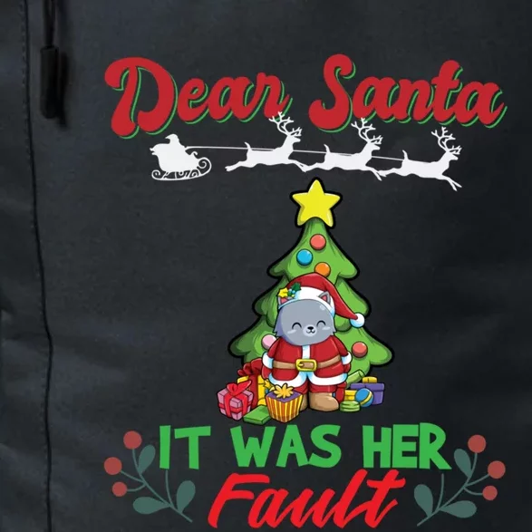 Dear Santa It Was Her Fault Siblings Matching Xmas Funny Gift Daily Commute Backpack