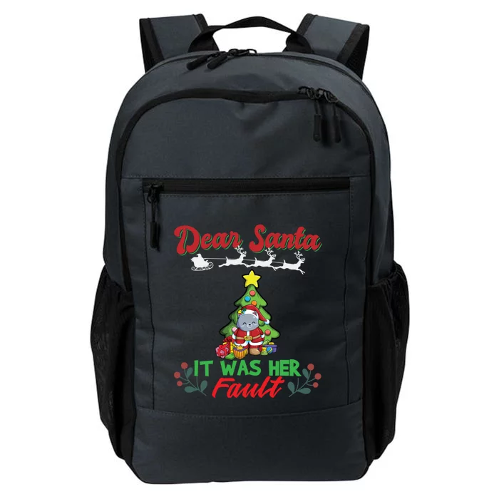 Dear Santa It Was Her Fault Siblings Matching Xmas Funny Gift Daily Commute Backpack