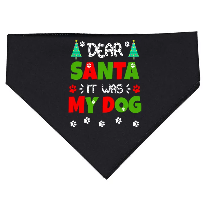 Dear Santa It Was My Dog Funny Naughty Xmas USA-Made Doggie Bandana