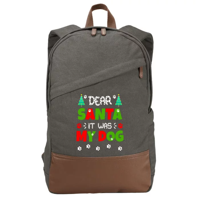 Dear Santa It Was My Dog Funny Naughty Xmas Cotton Canvas Backpack