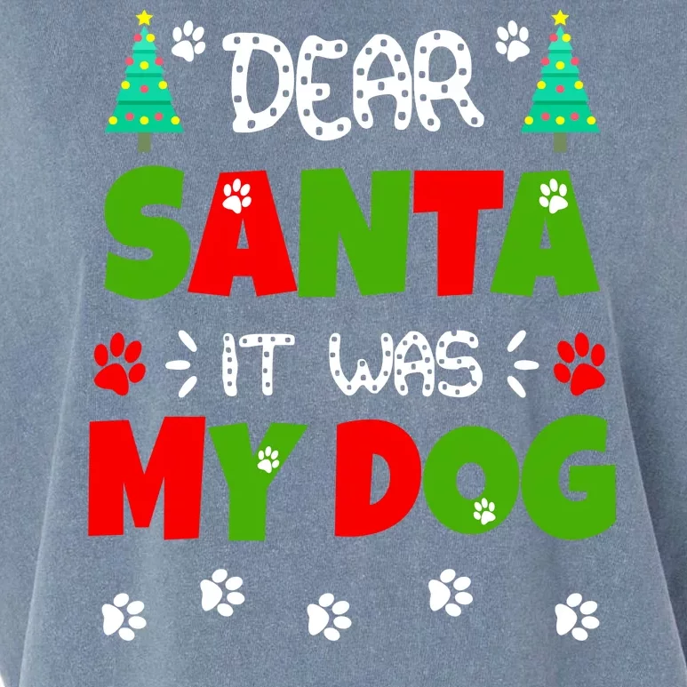 Dear Santa It Was My Dog Funny Naughty Xmas Garment-Dyed Women's Muscle Tee