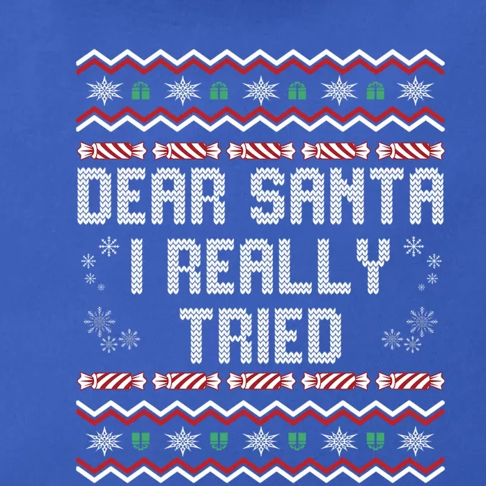 Dear Santa I Really Tried Funny Ugly Christmas Naughty Xmas Cute Gift Zip Tote Bag