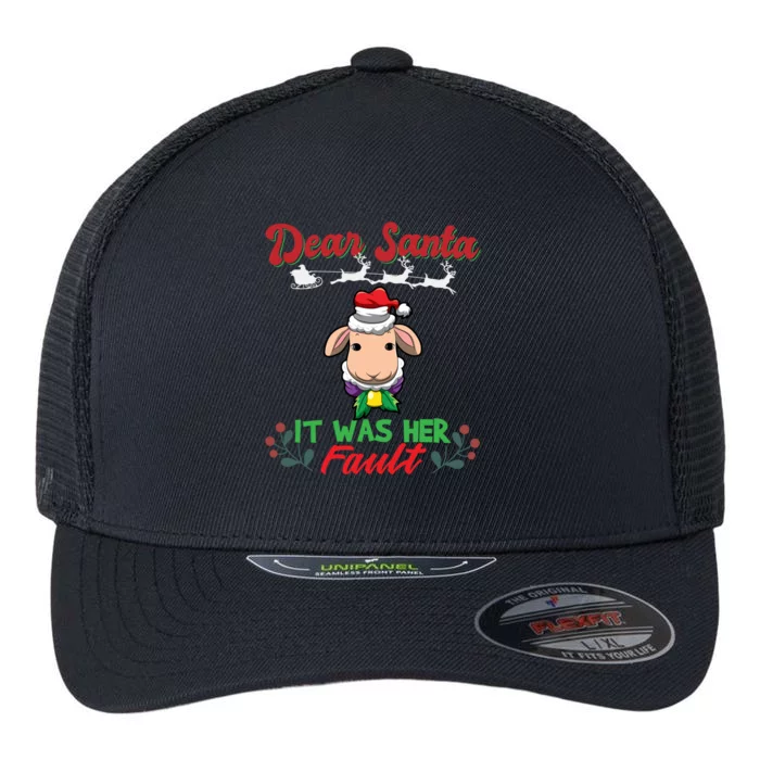 Dear Santa It Was Her Fault Siblings Matching Xmas Gift Flexfit Unipanel Trucker Cap