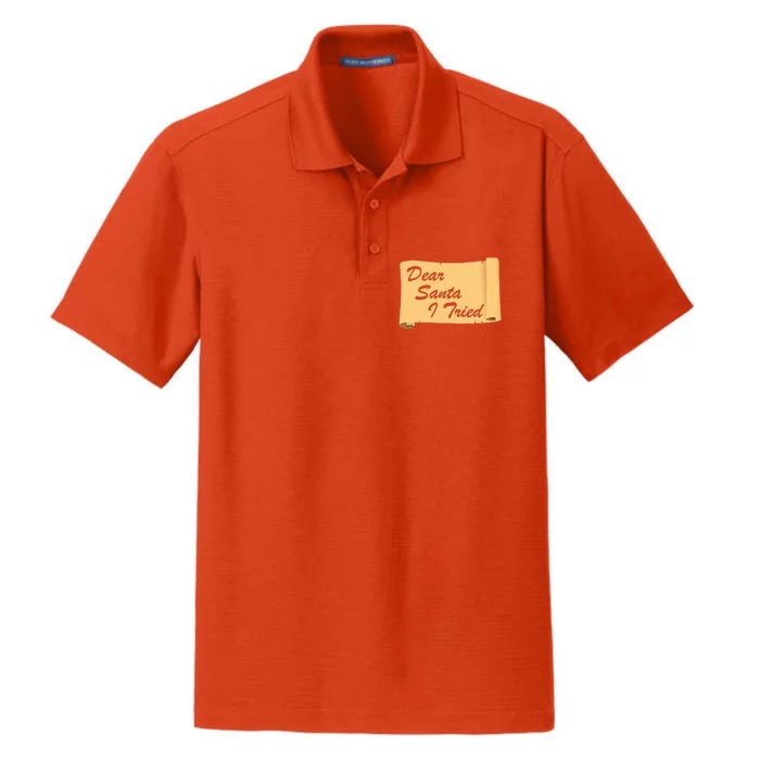 Dear Santa I Tried Gift Dry Zone Grid Performance Polo