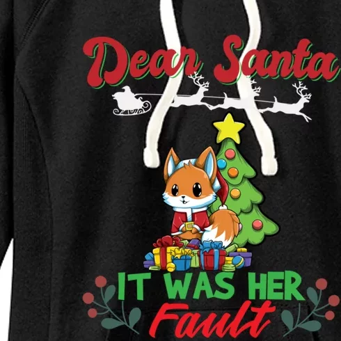 Dear Santa It Was Her Fault Siblings Matching Xmas Gift Women's Fleece Hoodie