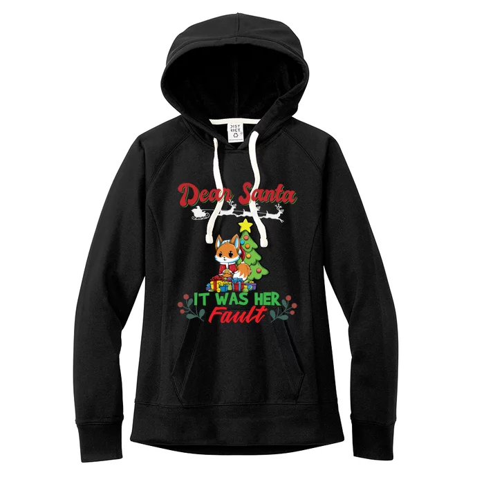 Dear Santa It Was Her Fault Siblings Matching Xmas Gift Women's Fleece Hoodie