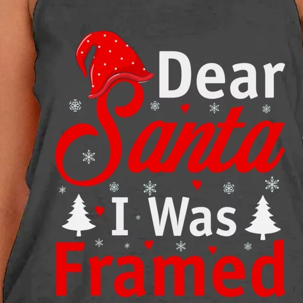 Dear Santa I Was Framed Gift Women's Knotted Racerback Tank