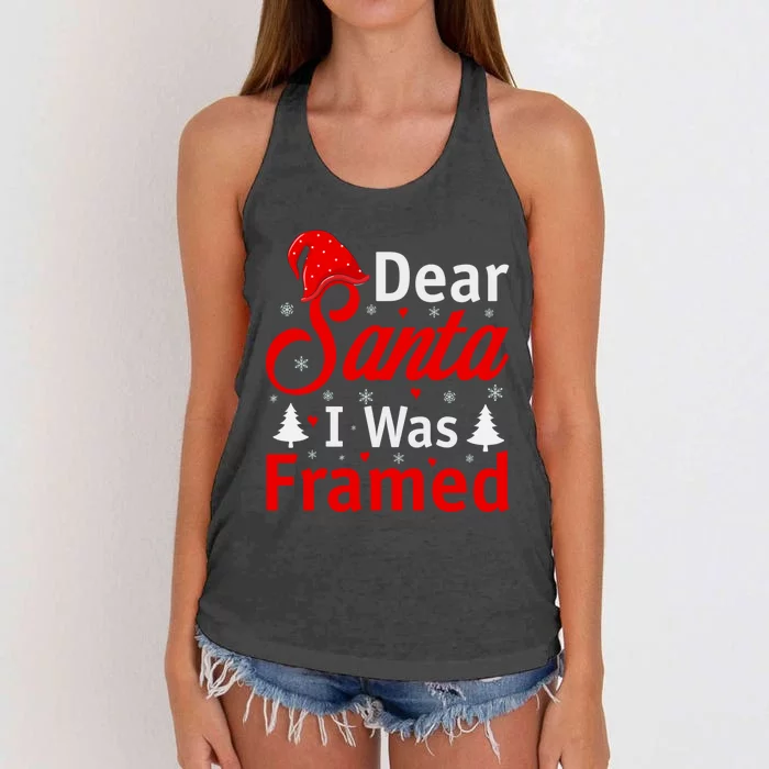 Dear Santa I Was Framed Gift Women's Knotted Racerback Tank