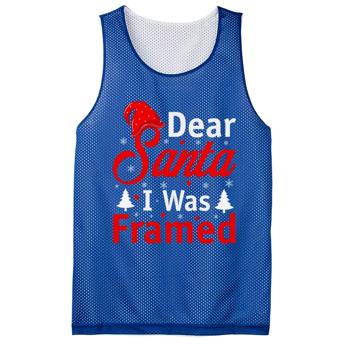 Dear Santa I Was Framed Gift Mesh Reversible Basketball Jersey Tank