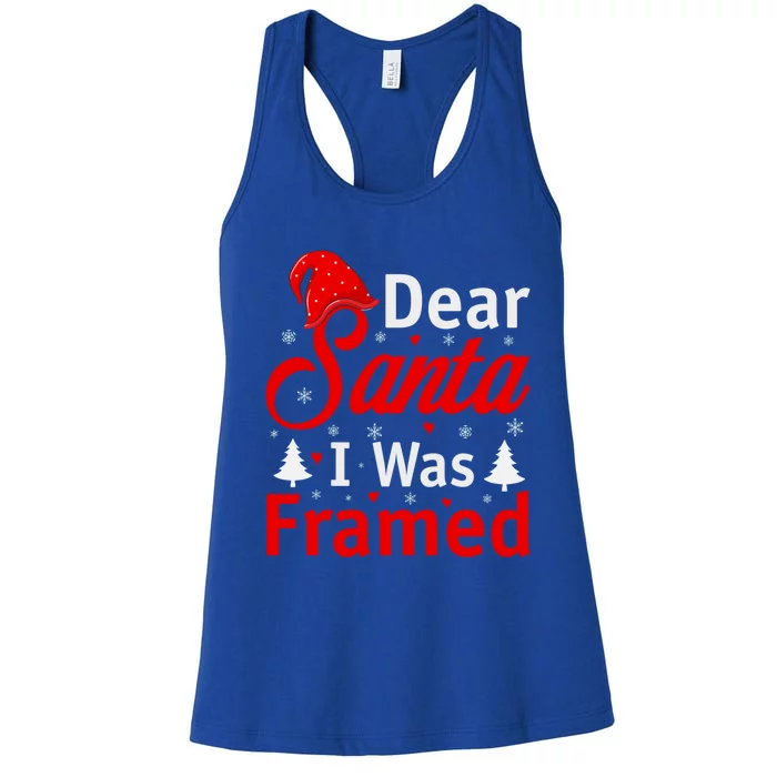 Dear Santa I Was Framed Gift Women's Racerback Tank