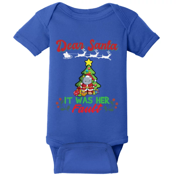 Dear Santa It Was Her Fault Siblings Matching Xmas Gift Baby Bodysuit