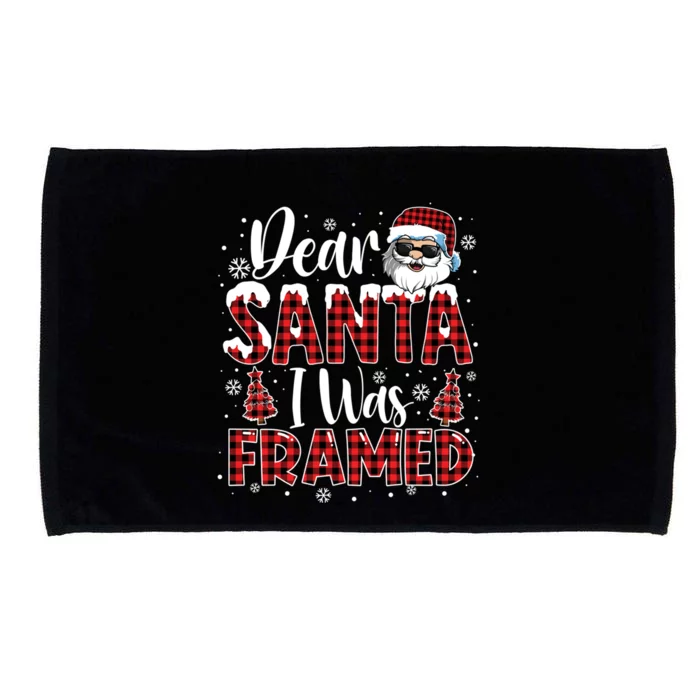 Dear Santa I Was Framed Christmas Naughty List Costume Funny Gift Microfiber Hand Towel