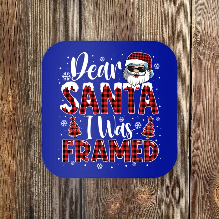 Dear Santa I Was Framed Christmas Naughty List Costume Funny Gift Coaster