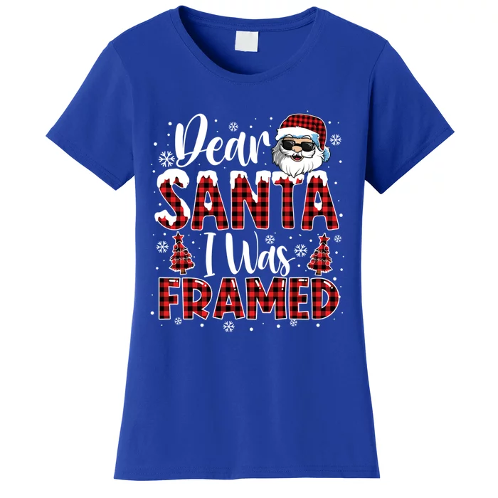 Dear Santa I Was Framed Christmas Naughty List Costume Funny Gift Women's T-Shirt