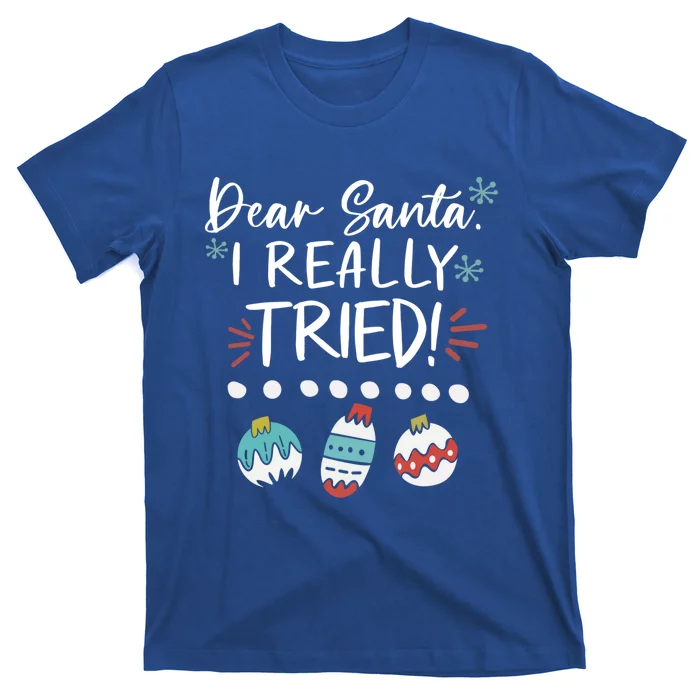 Dear Santa I Really Tried Family Group Christmas Matching Meaningful Gift T-Shirt