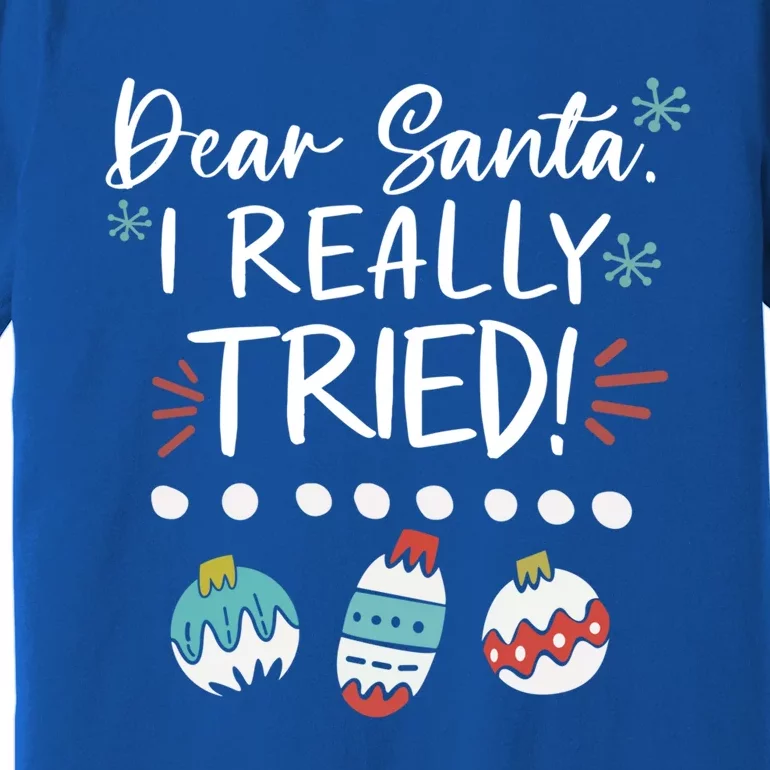 Dear Santa I Really Tried Family Group Christmas Matching Meaningful Gift Premium T-Shirt