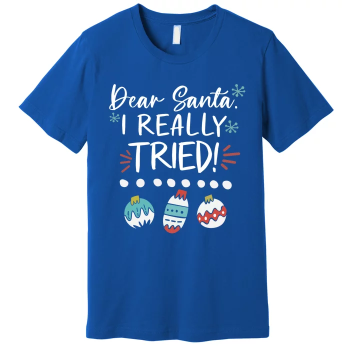 Dear Santa I Really Tried Family Group Christmas Matching Meaningful Gift Premium T-Shirt