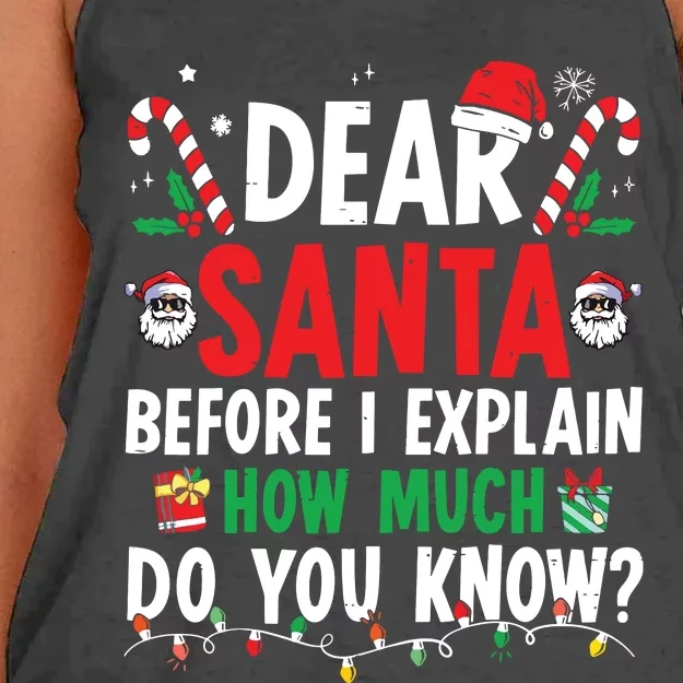 Dear Santa I Can Explain Funny Christmas Women's Knotted Racerback Tank