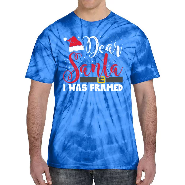 Dear Santa I Was Framed Funny Christmas Stocking Stuffer Gift Tie-Dye T-Shirt