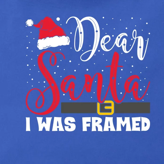 Dear Santa I Was Framed Funny Christmas Stocking Stuffer Gift Zip Tote Bag