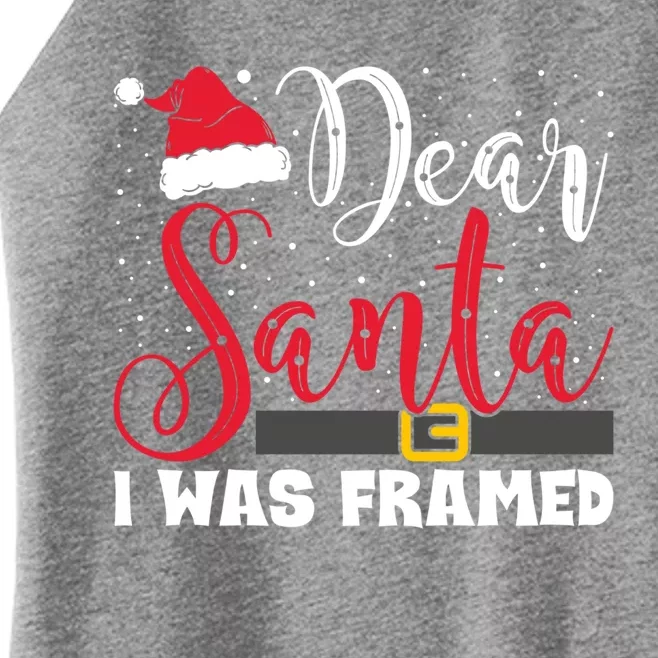 Dear Santa I Was Framed Funny Christmas Stocking Stuffer Gift Women’s Perfect Tri Rocker Tank