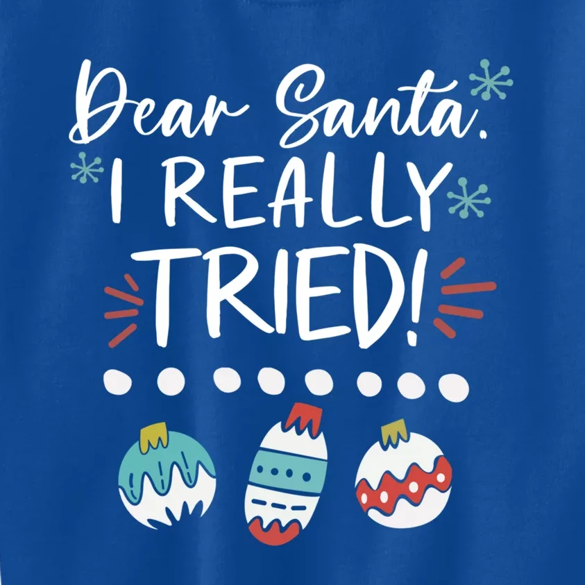 Dear Santa I Really Tried Family Group Christmas Matching Gift Kids Sweatshirt