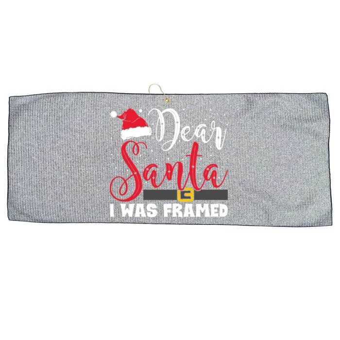 Dear Santa I Was Framed Funny Christmas Stocking Stuffer Gift Large Microfiber Waffle Golf Towel