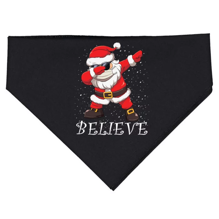 Dabbing Santa In Face Mask Sunglasses Believe Christmas Gift USA-Made Doggie Bandana