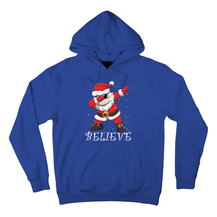 Dabbing Santa In Face Mask Sunglasses Believe Christmas Gift Hoodie