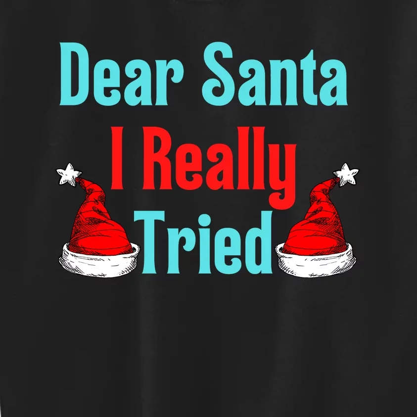 Dear Santa I Really Tried Funny Christmas Kids Sweatshirt