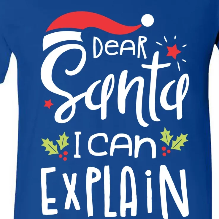 Dear Santa I Can Explain Christmas Boys Girls Xmas Gift V-Neck T-Shirt