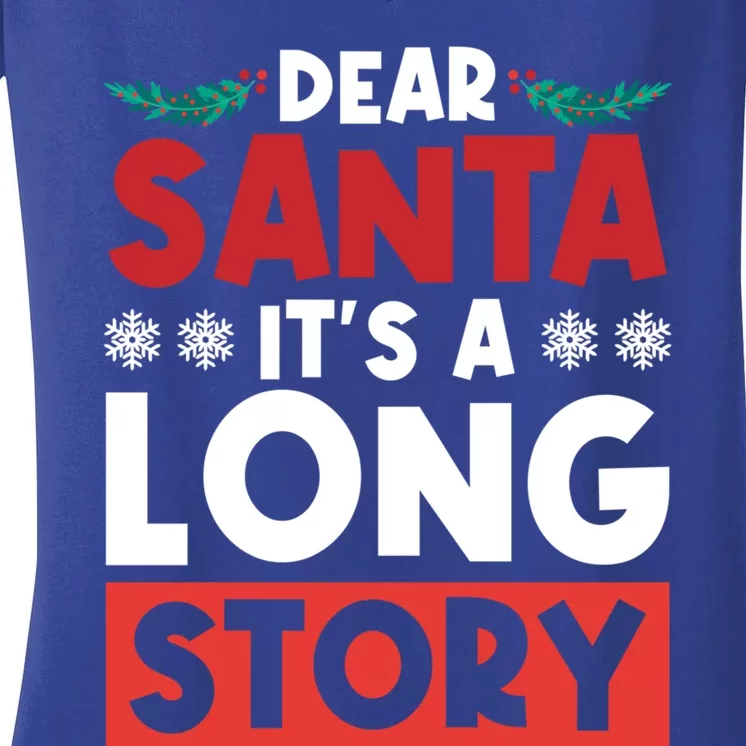 Dear Santa It’S A Long Story Cool Gift Women's V-Neck T-Shirt