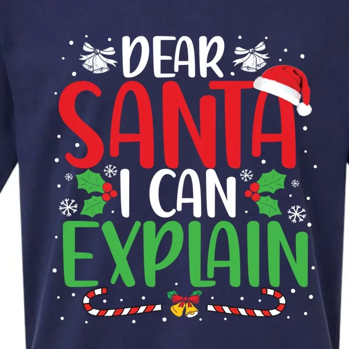 Dear Santa I Can Explain Funny Christmas Joke Santa Claus Gift Sueded Cloud Jersey T-Shirt