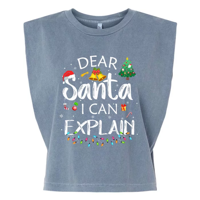 Dear Santa I Can Explain Funny Christmas Joke Santa Claus Garment-Dyed Women's Muscle Tee