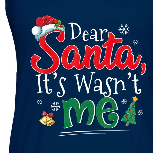 Dear Santa It Wasn't Me Funny Family Christmas Party Ladies Essential Flowy Tank