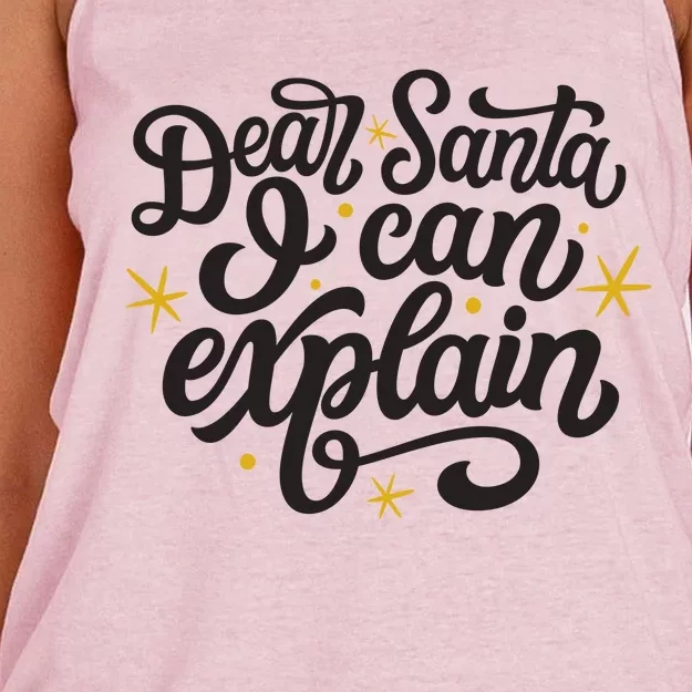 Dear Santa I Can Explain Christmas Holiday Funny Women's Knotted Racerback Tank