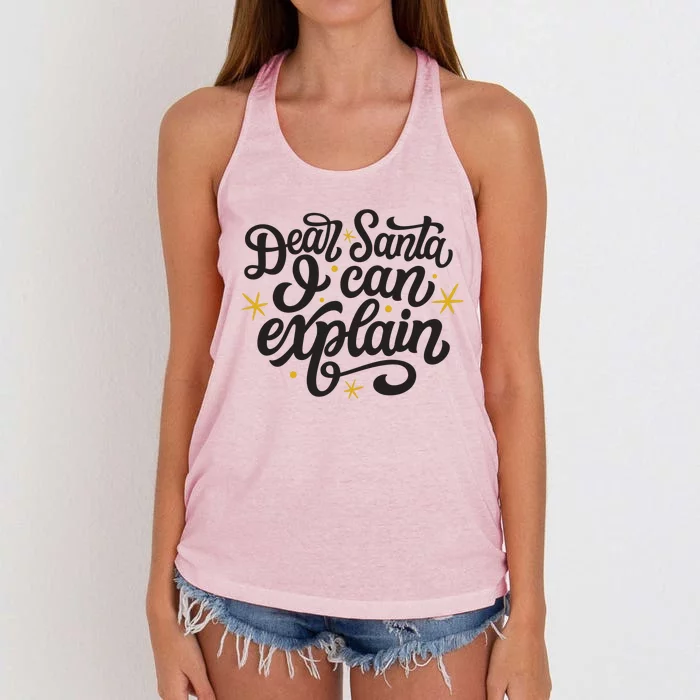 Dear Santa I Can Explain Christmas Holiday Funny Women's Knotted Racerback Tank