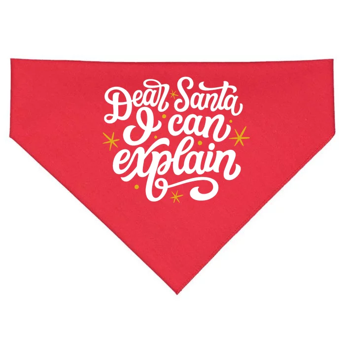 Dear Santa I Can Explain Christmas Holiday Funny USA-Made Doggie Bandana