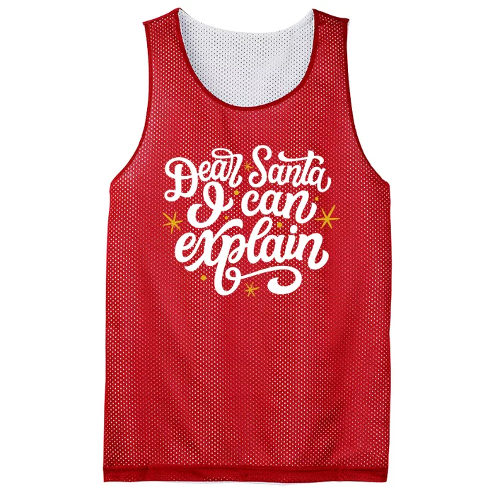 Dear Santa I Can Explain Christmas Holiday Funny Mesh Reversible Basketball Jersey Tank