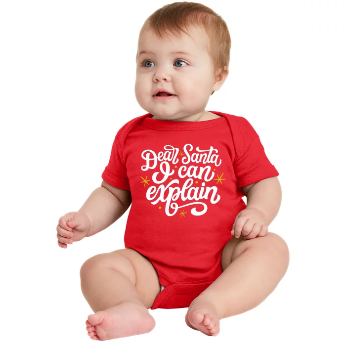 Dear Santa I Can Explain Christmas Holiday Funny Baby Bodysuit