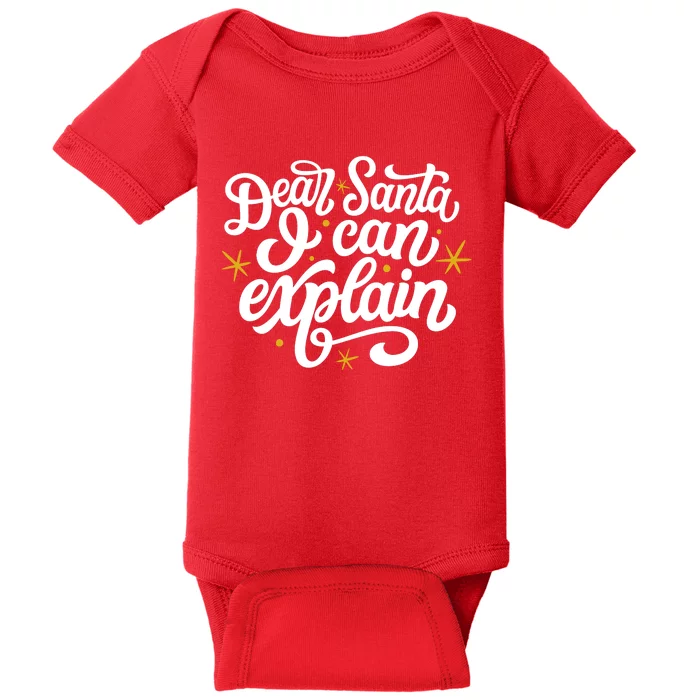 Dear Santa I Can Explain Christmas Holiday Funny Baby Bodysuit