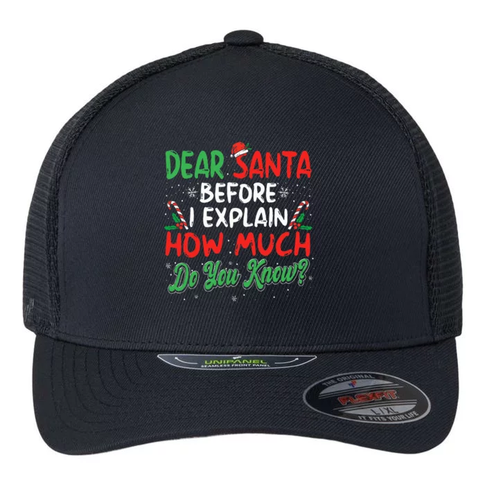 Dear Santa I Can Explain Funny Christmas Flexfit Unipanel Trucker Cap