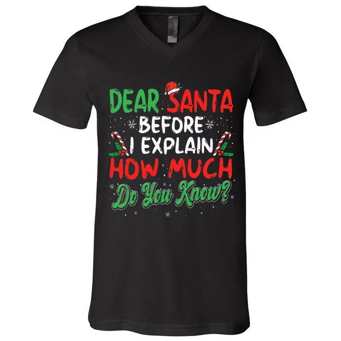 Dear Santa I Can Explain Funny Christmas V-Neck T-Shirt