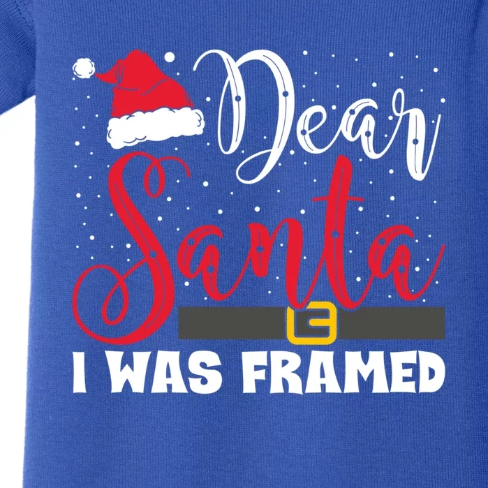 Dear Santa I Was Framed Funny Christmas Stocking Stuffer Gift Baby Bodysuit