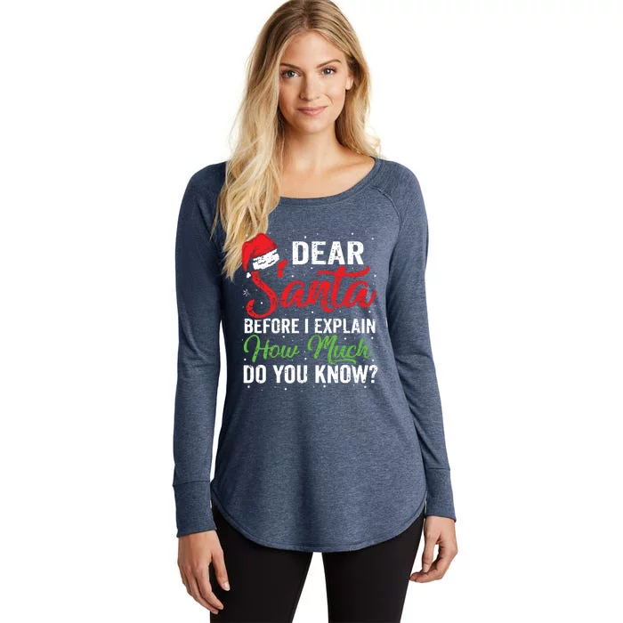 Dear Santa I Can Explain Funny Christmas Adults Women's Perfect Tri Tunic Long Sleeve Shirt