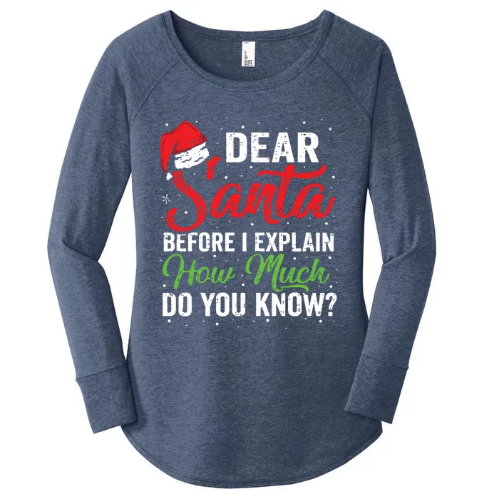 Dear Santa I Can Explain Funny Christmas Adults Women's Perfect Tri Tunic Long Sleeve Shirt