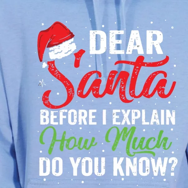 Dear Santa I Can Explain Funny Christmas Adults Unisex Surf Hoodie